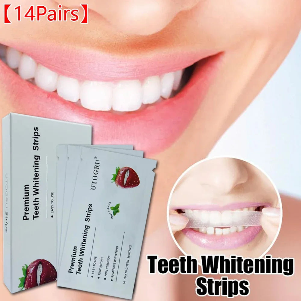 Teeth Whitening Strips - Effective Stain Removal & Teeth Brightening Care Dental Paste Gently Cleaning Product for Daily