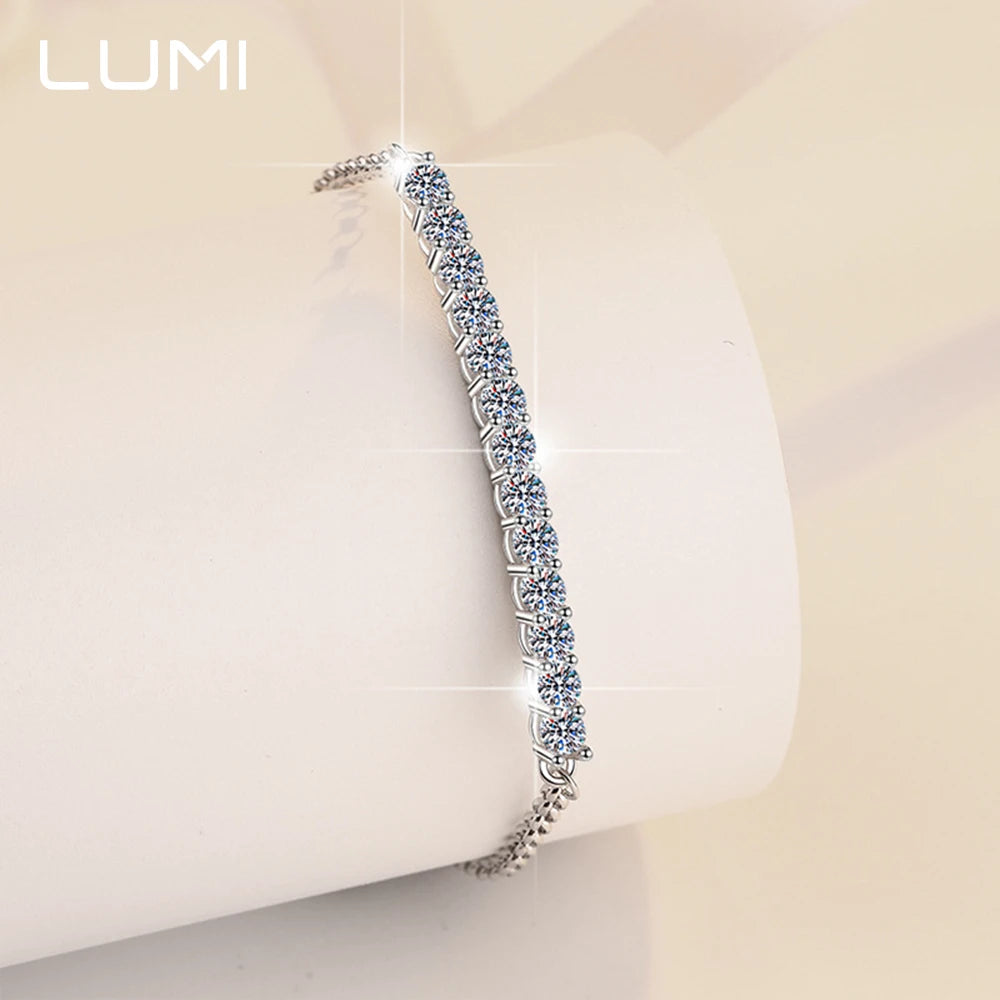 D-color 13 Moissanite Minimalist Adjustable Bracelet for Lady-  925 Sterling Silver Chain for Fine Jewelry Anniversary Gift