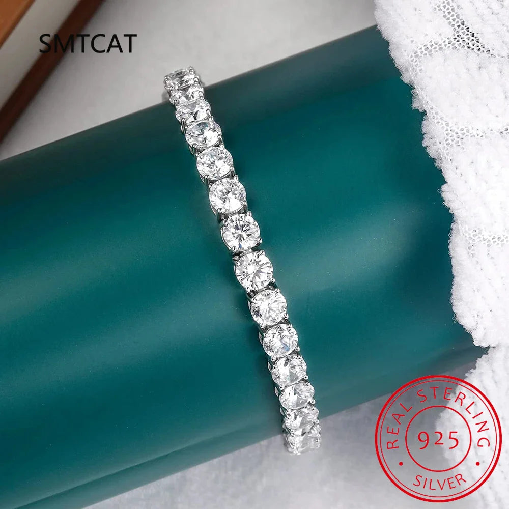 Full Moissanite Tennis Bracelet with Gra Certificate 925 Sterling Silver Plated 18k Gold 3-6.5mm Diamond Bracelets for Men Women