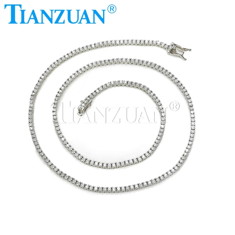 Hip Hop Men's Necklace Rap Singer Necklace Ice Tennis Chain Necklace Moissanite One Row Rhinestone Women Fashion Jewelry