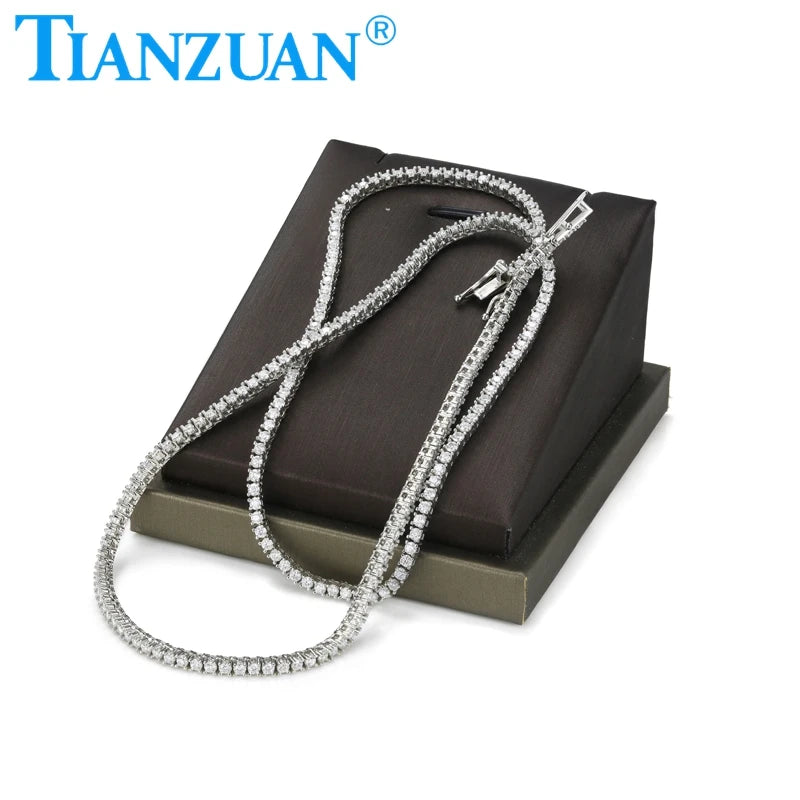 Hip Hop Men's Necklace Rap Singer Necklace Ice Tennis Chain Necklace Moissanite One Row Rhinestone Women Fashion Jewelry