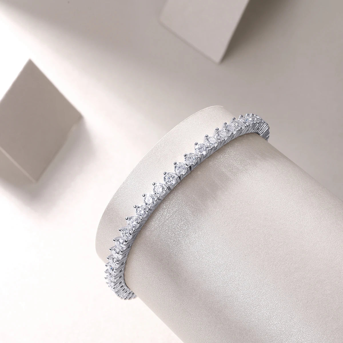 Kfvanfi Moissanite 3mm D VVS 925 Sterling Silver Classic Three Prong Women's Bracelet Men's Bracelet Tennis Chain Party Jewelry