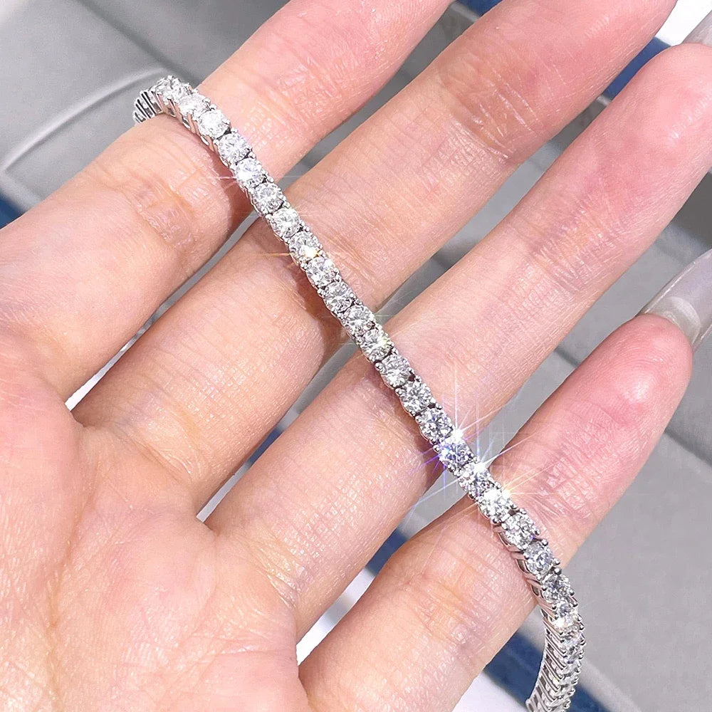 3mm 4mm Moissanite Tennis Bracelets for Women Men Sparkling Diamond GRA S925 Silver Plated White Gold Bracelet Wedding Jewelry