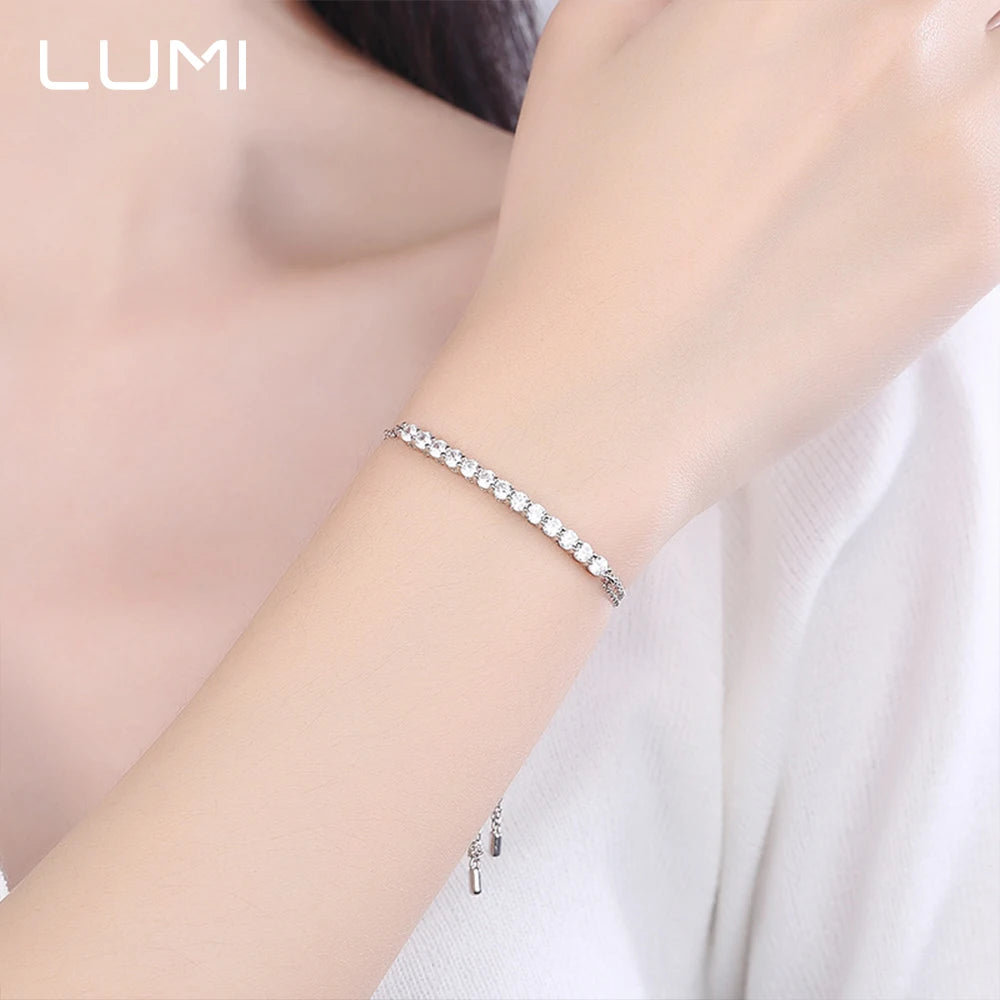 D-color 13 Moissanite Minimalist Adjustable Bracelet for Lady-  925 Sterling Silver Chain for Fine Jewelry Anniversary Gift