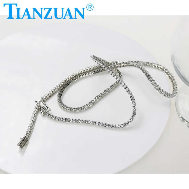 Hip Hop Men's Necklace Rap Singer Necklace Ice Tennis Chain Necklace Moissanite One Row Rhinestone Women Fashion Jewelry