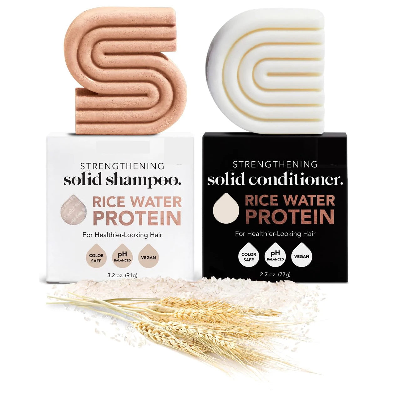 2PC Rice Shampoo and Conditioner Bar for Hair Growth | Rice Shampoo Bar & Conditioner Bar for Strengthening Hair