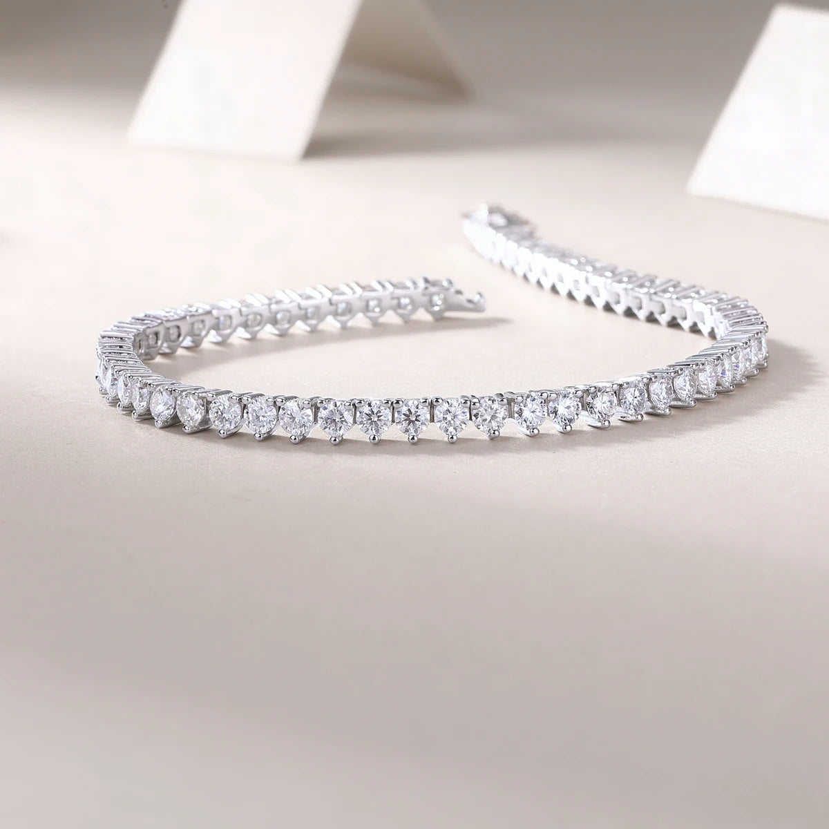 Kfvanfi Moissanite 3mm D VVS 925 Sterling Silver Classic Three Prong Women's Bracelet Men's Bracelet Tennis Chain Party Jewelry