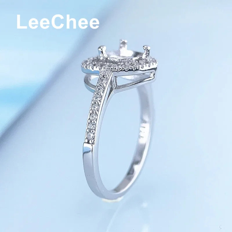 Fixed Ring Settings for 1CT Moissanite or 6.5MM Gemstones Handmade Jewelry Heart Design for Women DIY Real 925 Sterling Silver