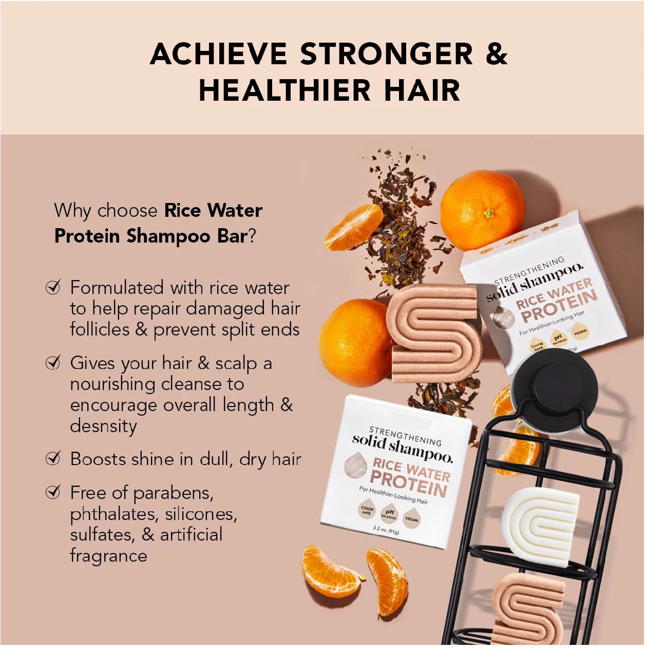 2PC Rice Shampoo and Conditioner Bar for Hair Growth | Rice Shampoo Bar & Conditioner Bar for Strengthening Hair