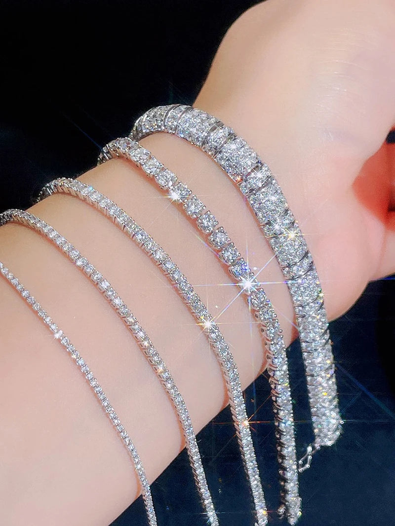 Full Moissanite Tennis Bracelet with Gra Certificate 925 Sterling Silver Plated 18k Gold 3-6.5mm Diamond Bracelets for Men Women