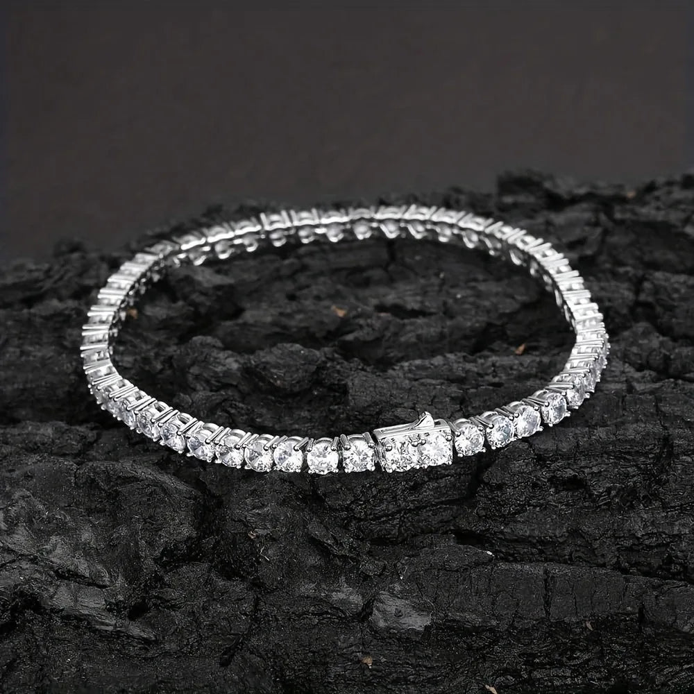 2-6.5mm Real Moissanite Tennis Bracelets for Women Man 925 Sterling Silver Plated White Gold Bracelet Sparkling Wedding Jewelry