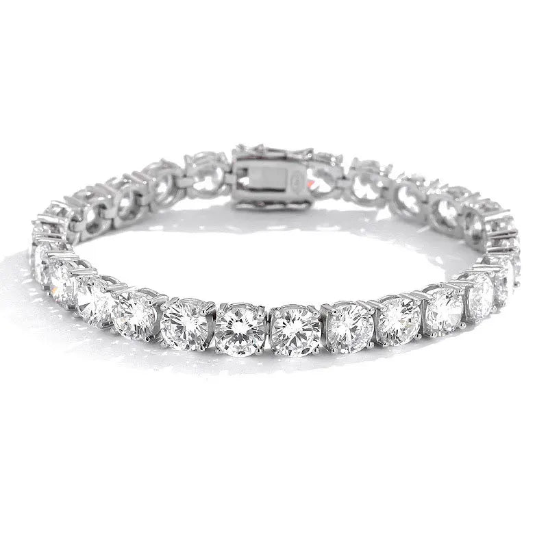 KNOBSPIN 2mm Moissanite Tennis Bracelet 925 Sterling Silver Plated White Gold Bracelet for Women Man Sparkling Party Jewelry