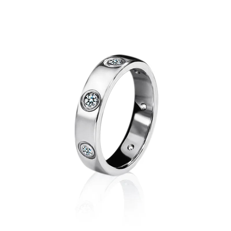 Moissanite925Sterling Silver Women, High-End Simple and Elegant Design, Simulated Closed Ring Setting, Wholesal