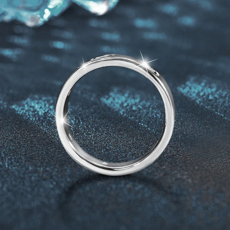 Moissanite925Sterling Silver Women, High-End Simple and Elegant Design, Simulated Closed Ring Setting, Wholesal