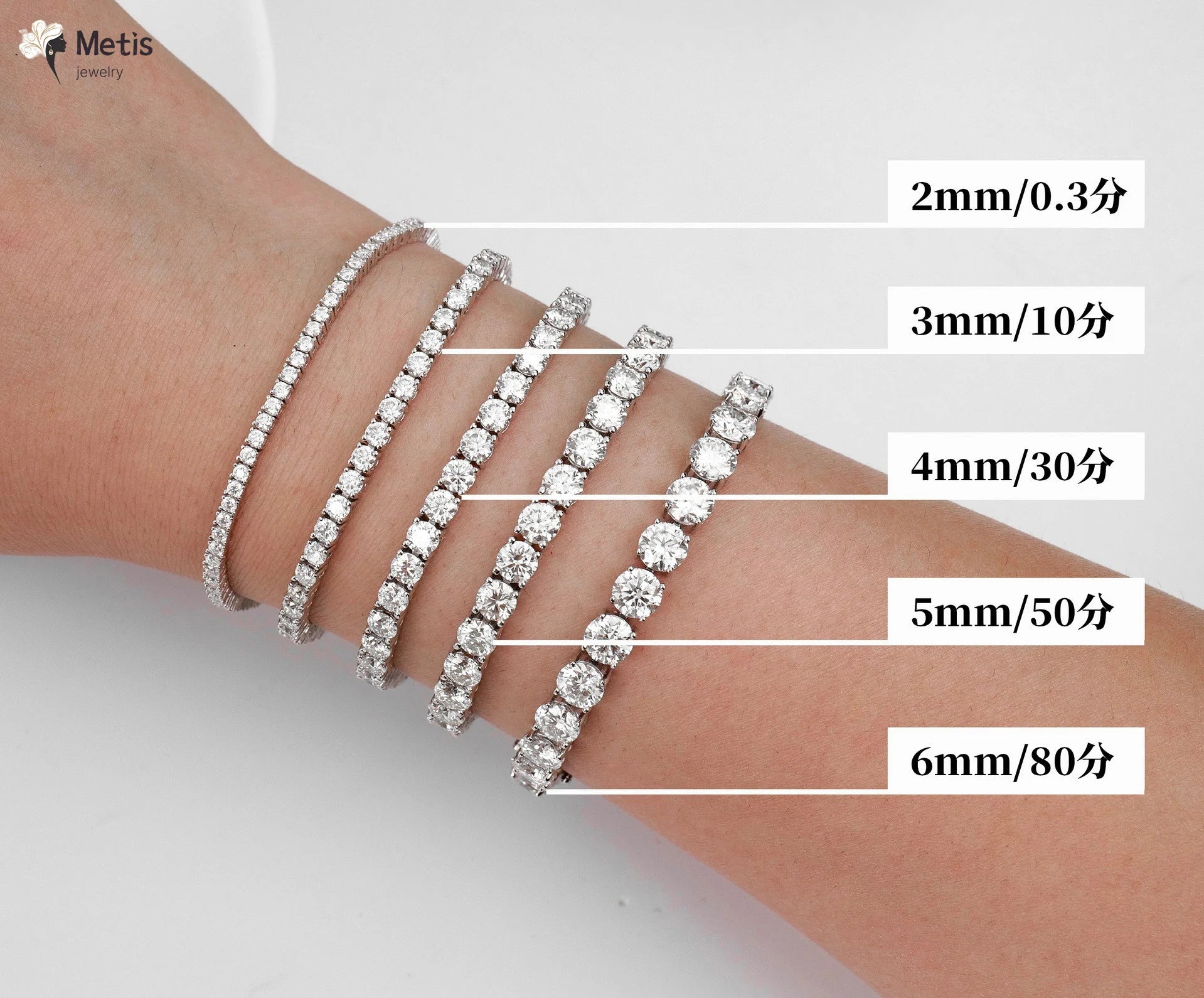 Metis 2mm 3mm 4mm 5mm 6.5 D Color VVS1 Moissanite Tennis Bracelet For Women Man Anniversary Gift S925 Silver Bracelet Hand Chain