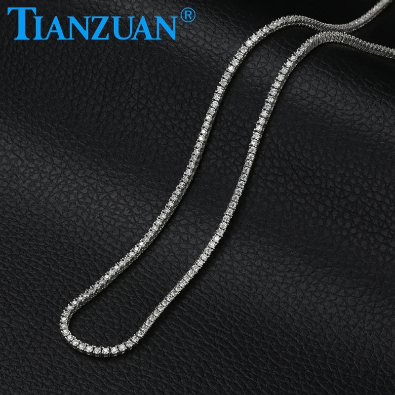 Hip Hop Men's Necklace Rap Singer Necklace Ice Tennis Chain Necklace Moissanite One Row Rhinestone Women Fashion Jewelry