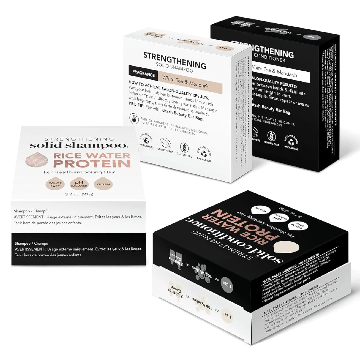 2PC Rice Shampoo and Conditioner Bar for Hair Growth | Rice Shampoo Bar & Conditioner Bar for Strengthening Hair
