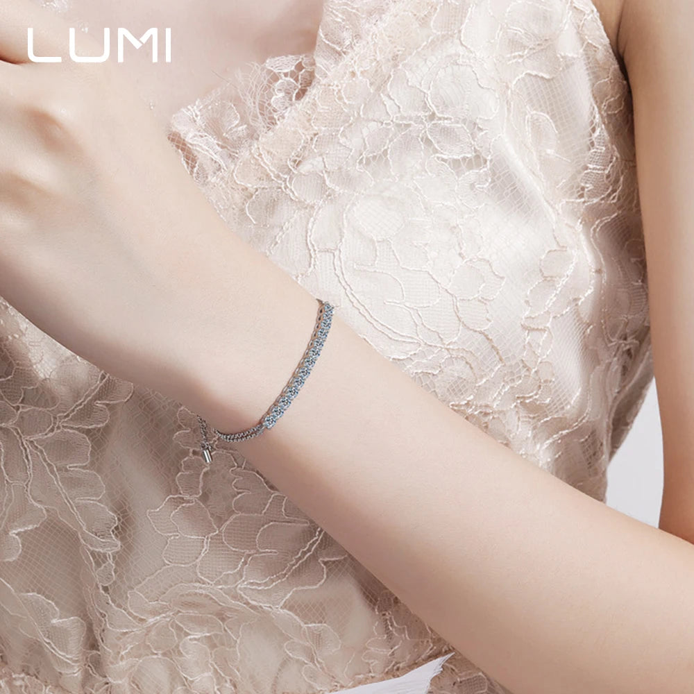 D-color 13 Moissanite Minimalist Adjustable Bracelet for Lady-  925 Sterling Silver Chain for Fine Jewelry Anniversary Gift