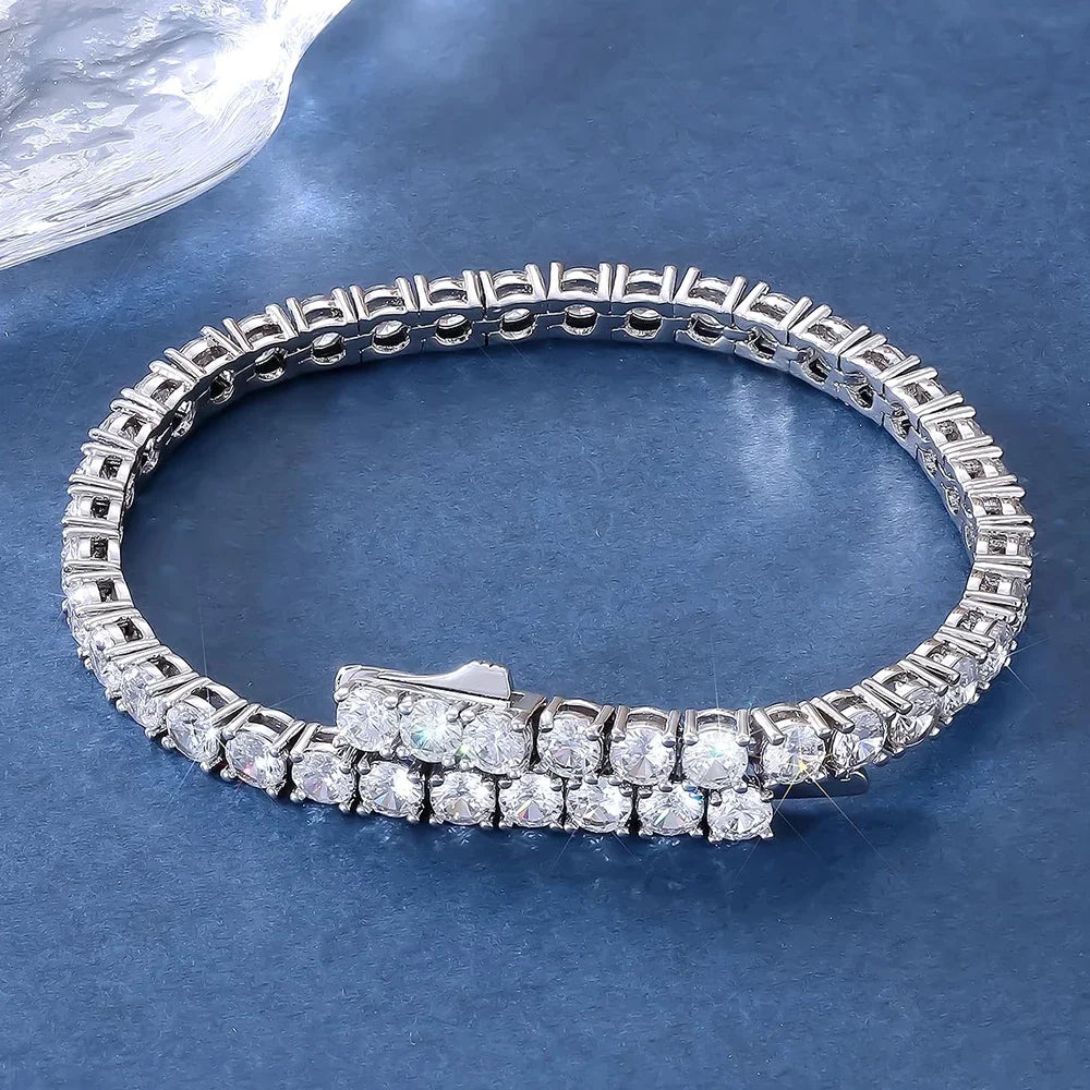 3mm 4mm Moissanite Tennis Bracelets for Women Men Sparkling Diamond GRA S925 Silver Plated White Gold Bracelet Wedding Jewelry