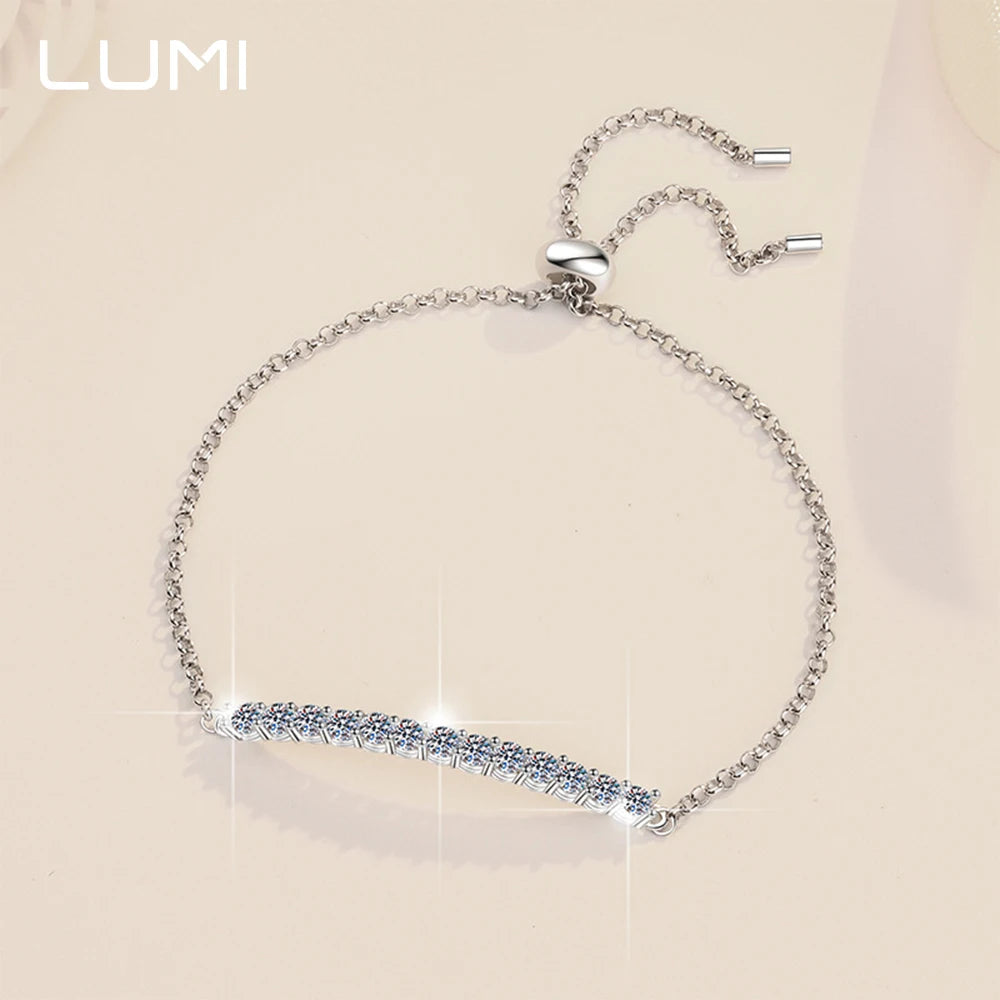 D-color 13 Moissanite Minimalist Adjustable Bracelet for Lady-  925 Sterling Silver Chain for Fine Jewelry Anniversary Gift
