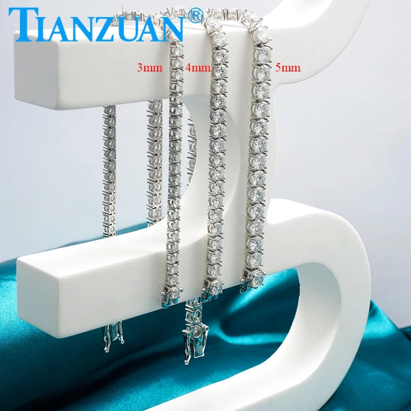 Hip Hop Men's Necklace Rap Singer Necklace Ice Tennis Chain Necklace Moissanite One Row Rhinestone Women Fashion Jewelry