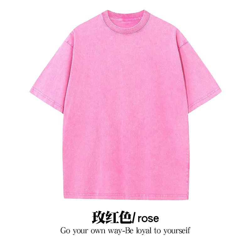 Summer Washed T shirt for Men Women Cotton Loose O-Neck Oversized Tee Men's Korean Y2k Tops Casual Vintage Short Sleeve T-shirt