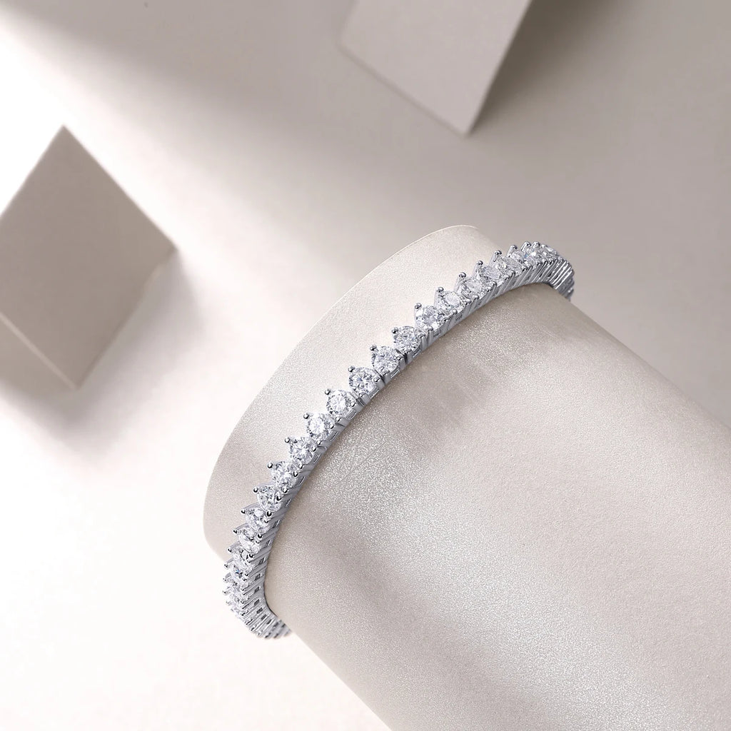 Kfvanfi Moissanite 3mm D VVS 925 Sterling Silver Classic Three Prong Women's Bracelet Men's Bracelet Tennis Chain Party Jewelry