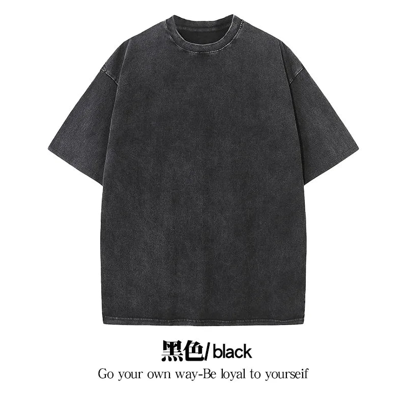Summer Washed T shirt for Men Women Cotton Loose O-Neck Oversized Tee Men's Korean Y2k Tops Casual Vintage Short Sleeve T-shirt