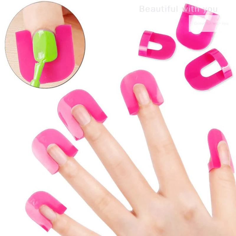 26pcs/set 10 Sizes G Curve Shape Varnish Shield Finger Cover Nail Protector French Nail Polish With Gradient Prints On The Edge