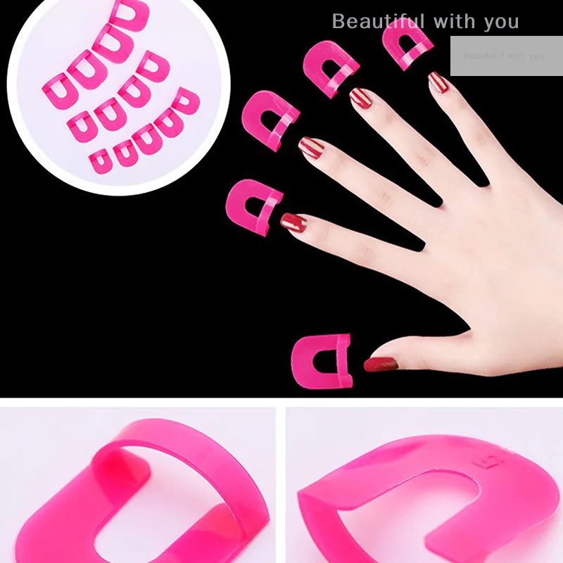 26pcs/set 10 Sizes G Curve Shape Varnish Shield Finger Cover Nail Protector French Nail Polish With Gradient Prints On The Edge