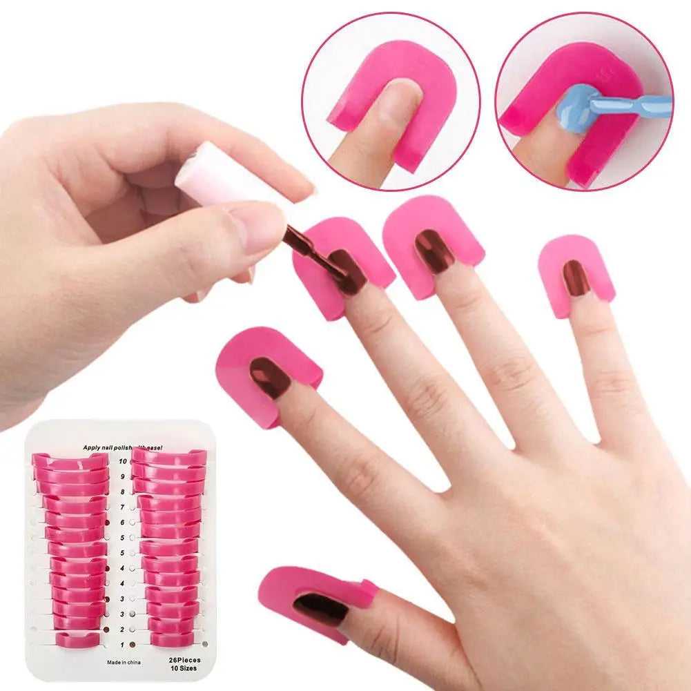 26 Pieces U-Shape Nail Polish Protectors Curve Shape Tool Professional Clips Template Finger Manicure Art Cover Guide Nail F3M8