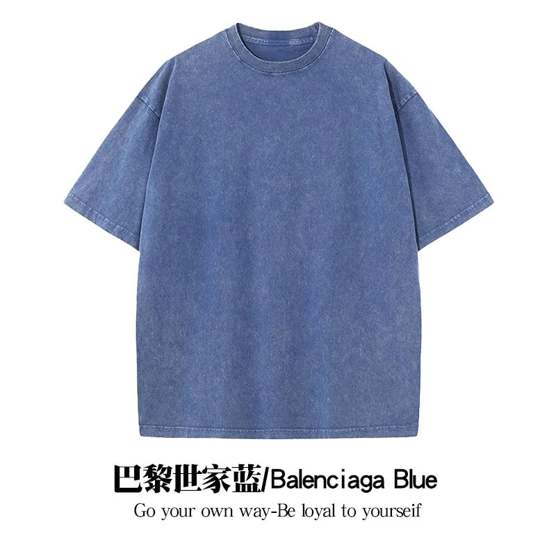 Summer Washed T shirt for Men Women Cotton Loose O-Neck Oversized Tee Men's Korean Y2k Tops Casual Vintage Short Sleeve T-shirt