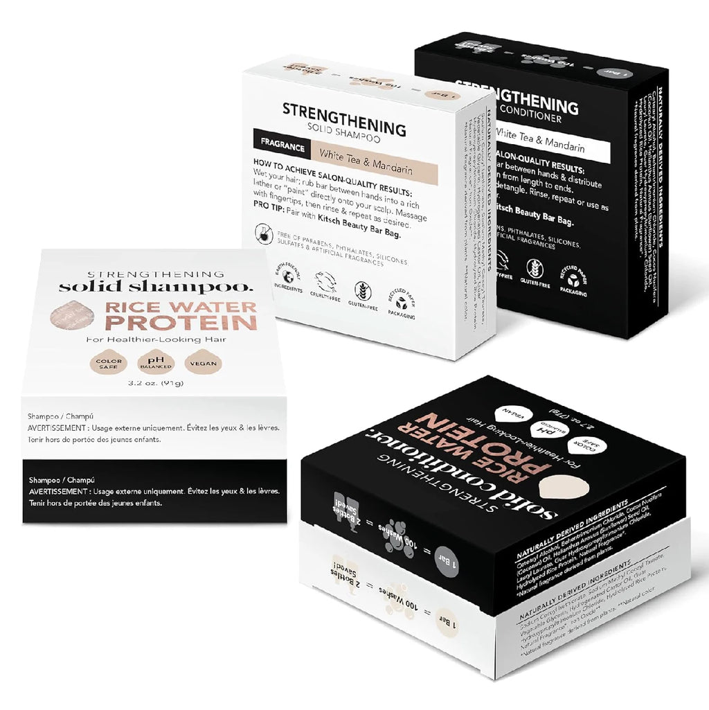 2PC Rice Shampoo and Conditioner Bar for Hair Growth | Rice Shampoo Bar & Conditioner Bar for Strengthening Hair