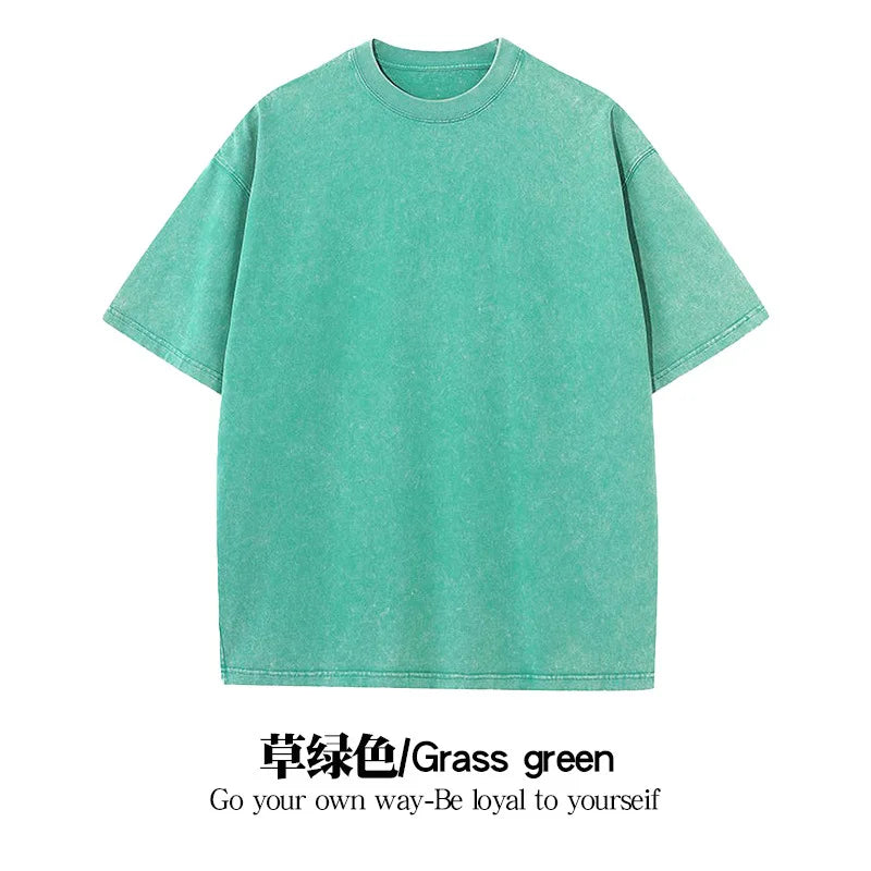Summer Washed T shirt for Men Women Cotton Loose O-Neck Oversized Tee Men's Korean Y2k Tops Casual Vintage Short Sleeve T-shirt