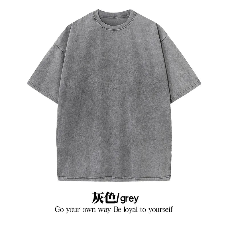 Summer Washed T shirt for Men Women Cotton Loose O-Neck Oversized Tee Men's Korean Y2k Tops Casual Vintage Short Sleeve T-shirt